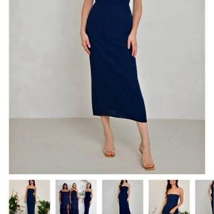 Park & Fifth Navy Strapless Midi Dress